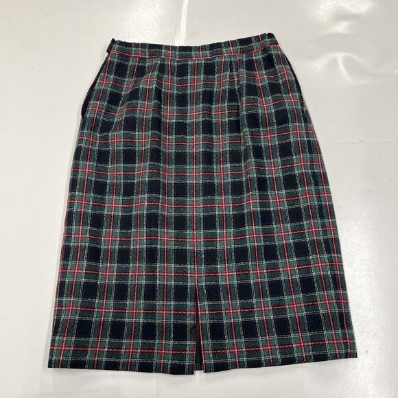 Vintage Pendleton Black Stewart Tartan 100% Wool Skirt Women 10 Petite Academia - Picture 2 of 10